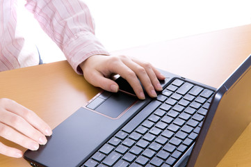 The women with computer.