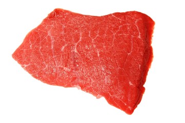 Slab of fresh beef isolated on white