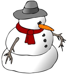 Snowman With A Red Scarf