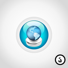 Global Button with a black and white icon version.