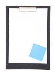 blank clipboard on white background, space for messages