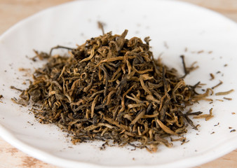 Handful of traditional oriental black tea