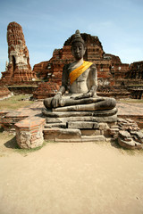 Monuments of buddah, ruins of Ayutthaya, old capital of THAILAND
