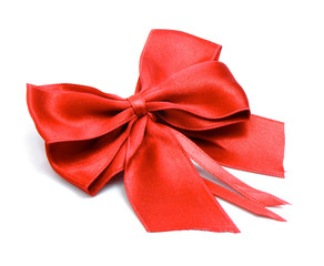 red bow for greeting gift decoration isolated over white 