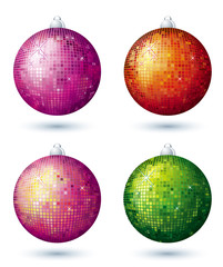 four disco ball over white background
