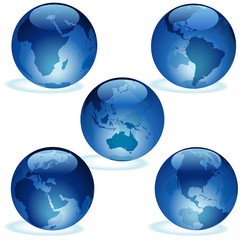 Earth Aqua Set - blue glass globes