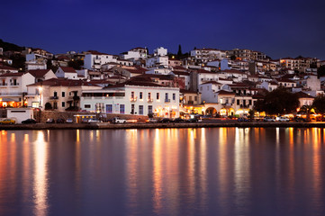 The town of Pylos, southern Greece, captured at dusk