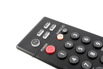 The button of power on a remote control panel of red color