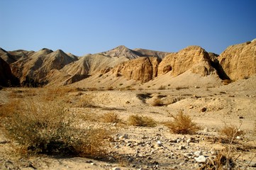 Fototapeta na wymiar hiking in Arava desert, Israel, stones and sky