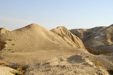 hiking in Arava desert, Israel, stones and sky