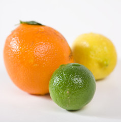 lime, orange and lemon