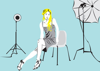 Model in photo studio