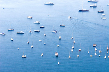 Many ships in a sea.