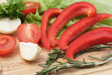 Group of vegetables on cutting board