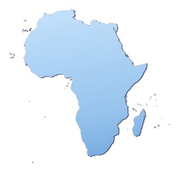 Africa map filled with light blue gradient