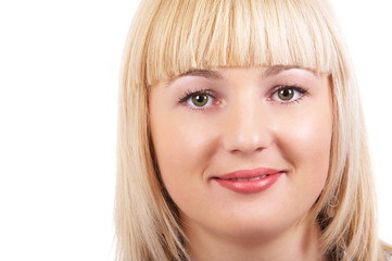 Naklejka premium Portrait of blonde girl on the white background