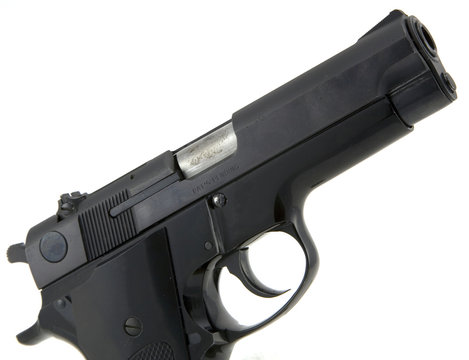 9mm pistol isolated on white background