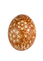 Hand painted easter egg on white background