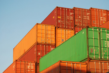 Containers in various colors in the port of Antwerp