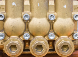 External components of a powerful engine. Close-up.