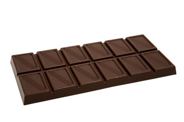 Tasty dark chocolate on a white background