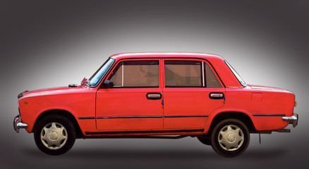 Car-red Uaz isolated on a white background