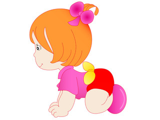 Baby krabbelnd in Rosa