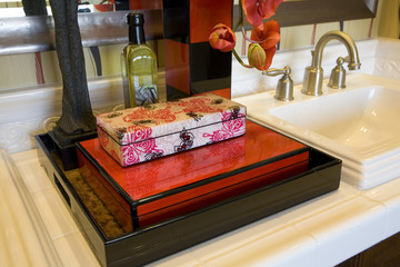 Decor in a luxury home bathroom.