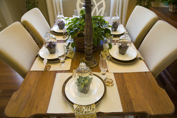 Luxury home dining table with modern decor.
