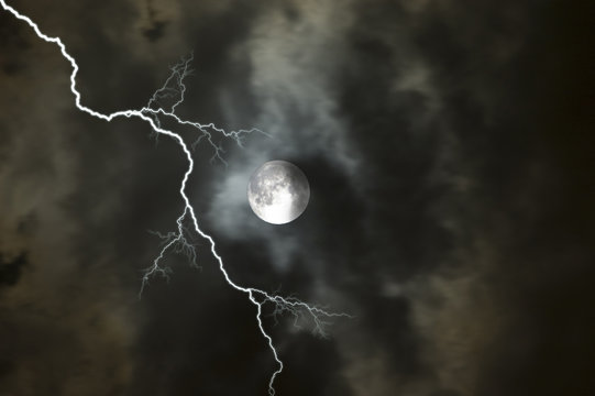 Moon on a stormy night in Florida