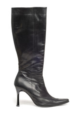 Black shine woman boot isolated over white
