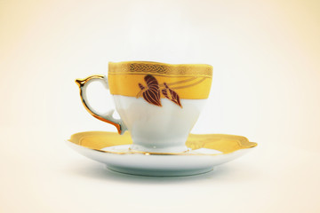 Ceramic cup on saucer