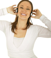 Naklejka premium Listening And Holding Headset