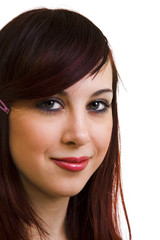 Fototapeta premium Young thoughtful woman isolaned on white background