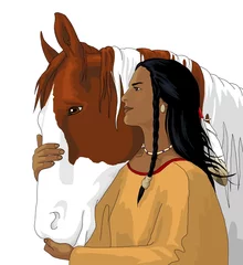 Afwasbaar Fotobehang Indianen squow_and_horse