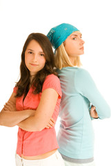 Two teenage girl in odds with each other