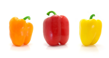 colored peppers on white background