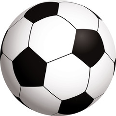 Illustration of a black and white football with shadow