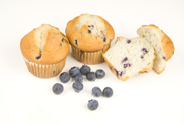 Blueberry muffins isolated on white bacground