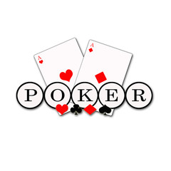 Poker card game logo illustration on white background