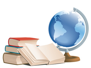 Books and globe,vector