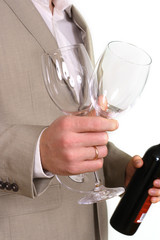Man with wine and glasses