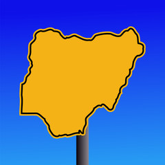 Nigeria map warning sign