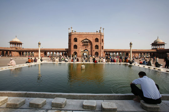 Men at prayer time at Jama Masjid, Delhi, India