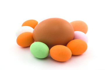 Egg with colored Easter eggs