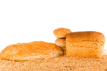 Brown Loaves, Rolls and Wheat Grains