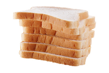 Slices of bread isolated on white background