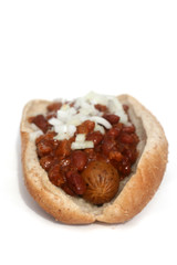 Hot Dog with Chili and Onions