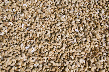 dried cashew nuts displayed in market