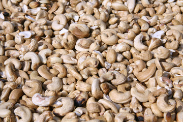 dried cashew nuts displayed in market